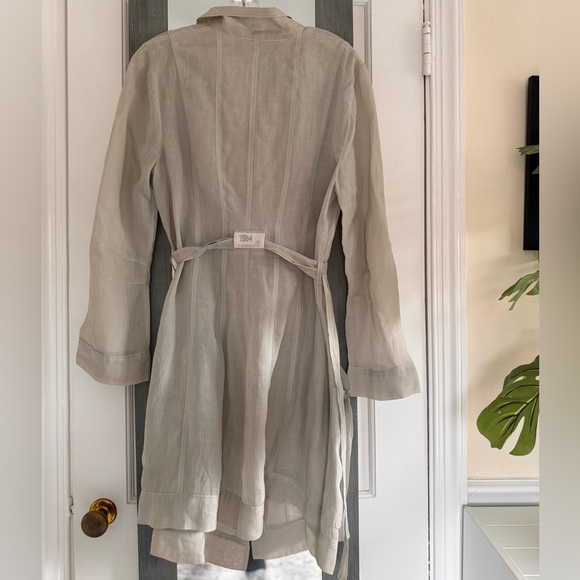 ANNETTE GÖRTZ Sheer Button Down Linen Dress In Sage Green - Picture 7 of 8